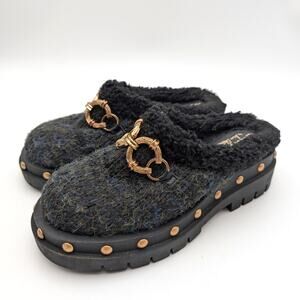 Circus NY Annie Faux Shearling Lined Clog Women's Black Size US7.5M EU38
